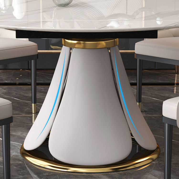 Modern Round Dining Table Sintered Stone Dining Table with Pedestal Base for Home Kitchen Dinner