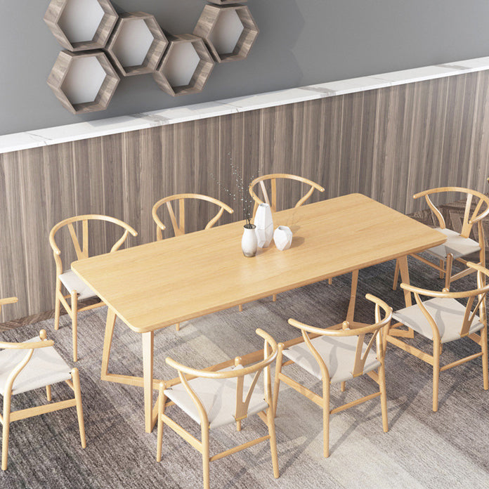 Pine Solid Wood Rectangle Dining Table Contemporary Kitchen Wood Table with Double Pedestal