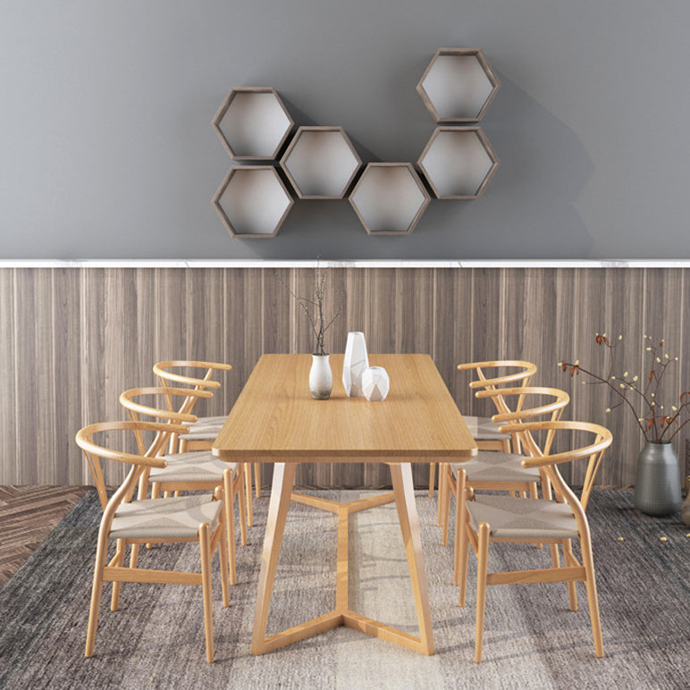 Pine Solid Wood Rectangle Dining Table Contemporary Kitchen Wood Table with Double Pedestal