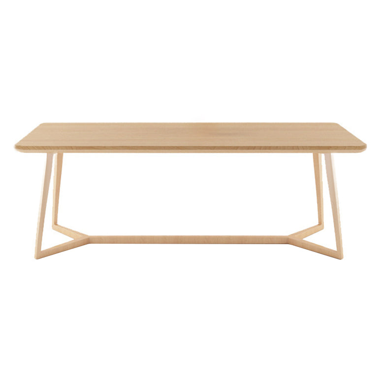 Pine Solid Wood Rectangle Dining Table Contemporary Kitchen Wood Table with Double Pedestal