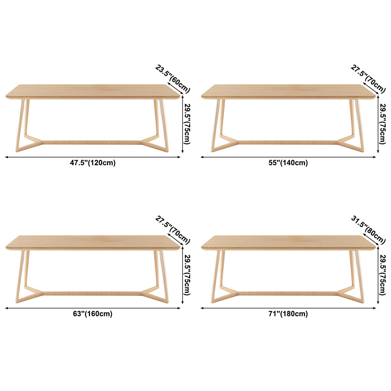 Pine Solid Wood Rectangle Dining Table Contemporary Kitchen Wood Table with Double Pedestal