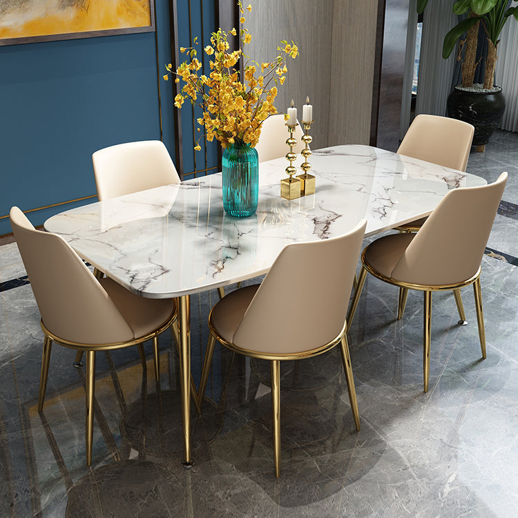 Metalen eigentijdse rechthoekige tafel Gesinterde stenen eettafel met 4 poten