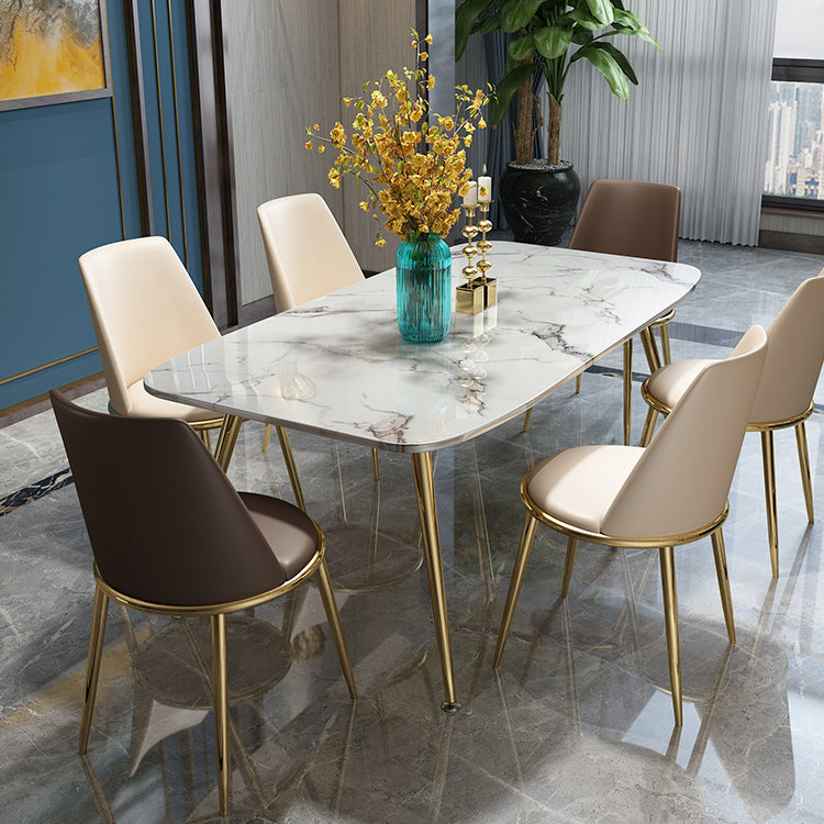 Metalen eigentijdse rechthoekige tafel Gesinterde stenen eettafel met 4 poten