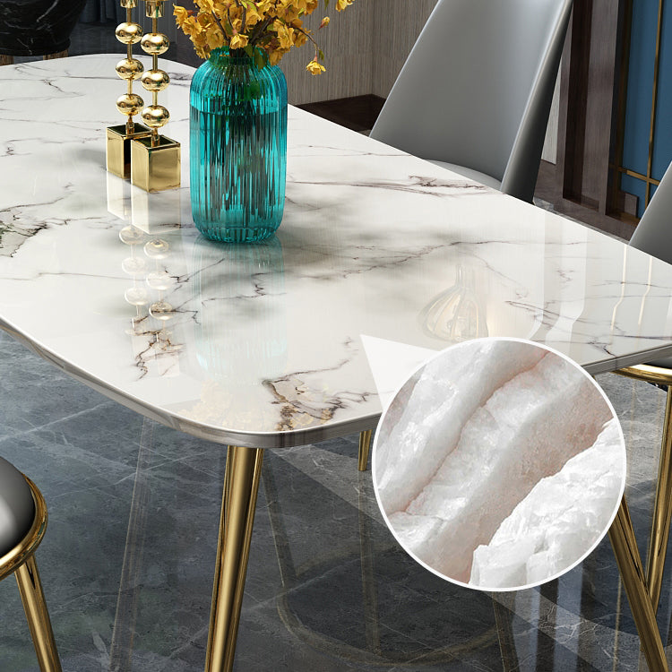 Metalen eigentijdse rechthoekige tafel Gesinterde stenen eettafel met 4 poten