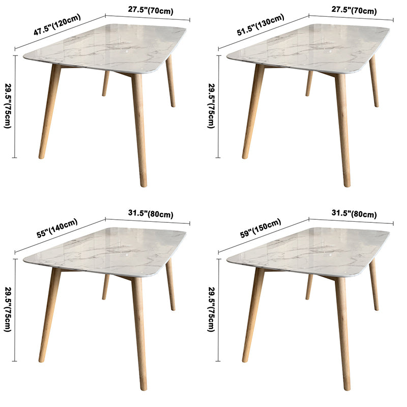 Moderner Stil gesinterte Stein Esstisch Rechtecktisch mit 4 Holzbeinen für Zuhause