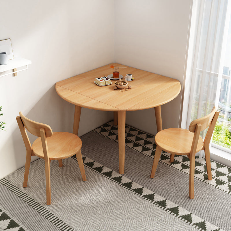 Moderne stijl massief houten eettafel bruine ronde drop-bladtafel met 4 poten voor thuis