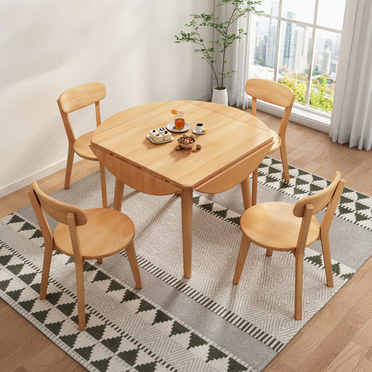 Moderne stijl massief houten eettafel bruine ronde drop-bladtafel met 4 poten voor thuis