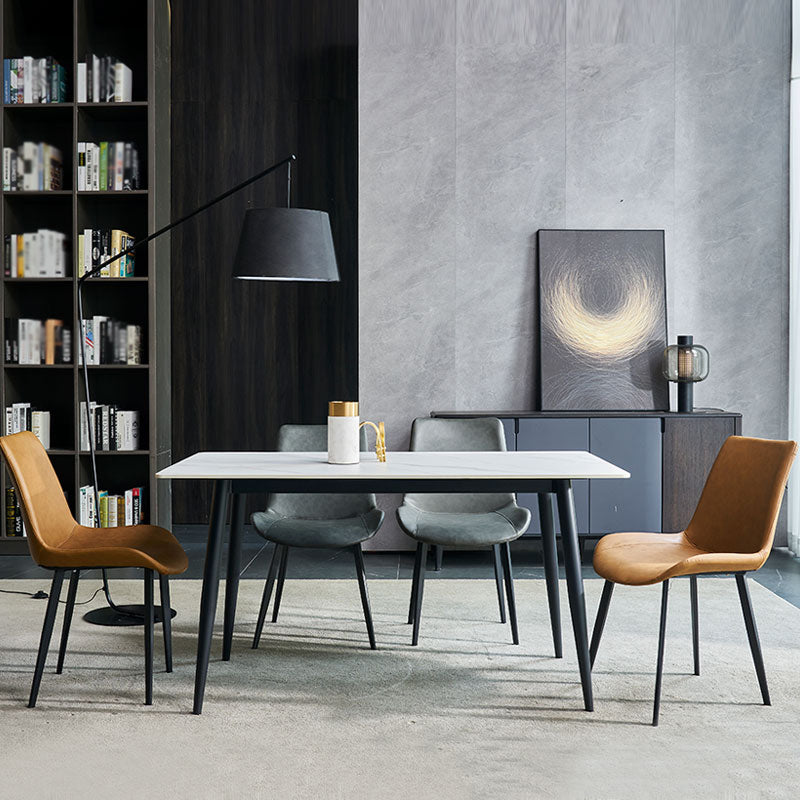 Metal Modern Rectangle Table Sintered Stone Table for Kitchen and Dining Room