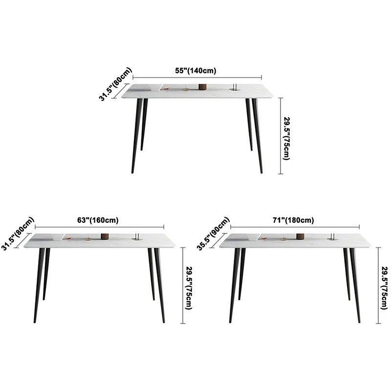 Metal Modern Rectangle Table Sintered Stone Table for Kitchen and Dining Room