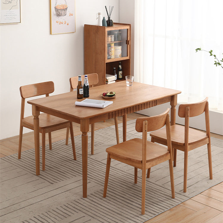 Table à manger rectangulaire moderne en bois massif de cerisier avec 4 pieds pour restaurant
