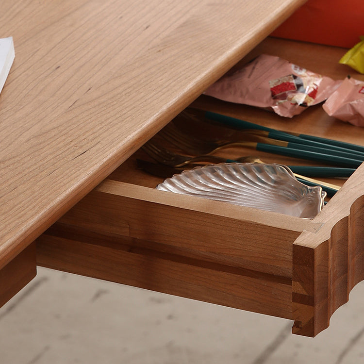 Table à manger rectangulaire moderne en bois massif de cerisier avec 4 pieds pour restaurant