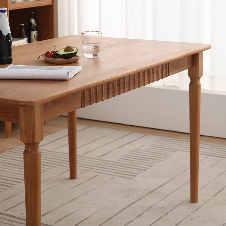 Table à manger rectangulaire moderne en bois massif de cerisier avec 4 pieds pour restaurant