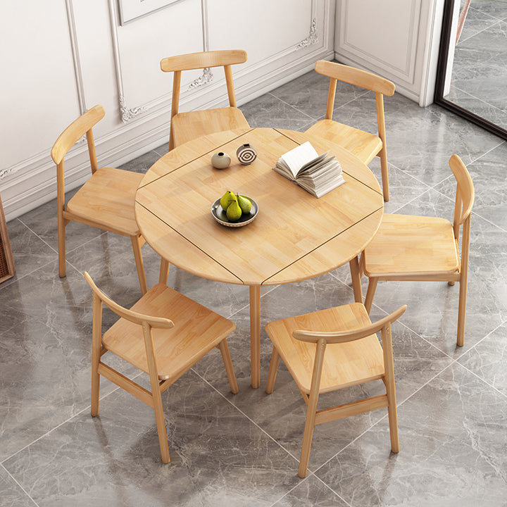 Table à manger ronde contemporaine table en bois massif en caoutchouc avec 4 jambes pour salle à manger