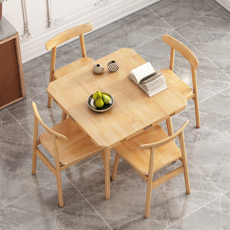 Table à manger ronde contemporaine table en bois massif en caoutchouc avec 4 jambes pour salle à manger