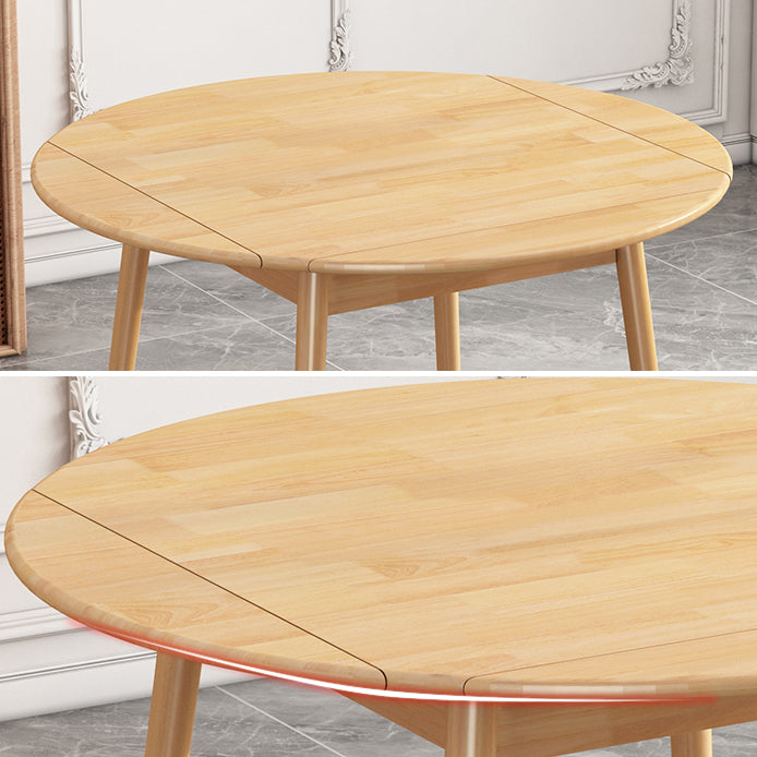 Table à manger ronde contemporaine table en bois massif en caoutchouc avec 4 jambes pour salle à manger