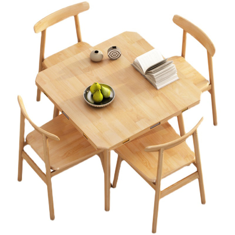 Table à manger ronde contemporaine table en bois massif en caoutchouc avec 4 jambes pour salle à manger