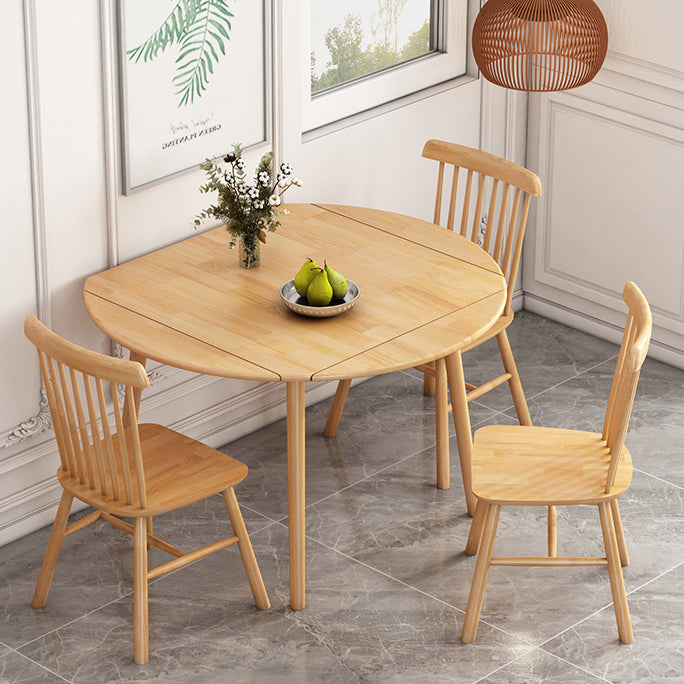 Table à manger ronde contemporaine table en bois massif en caoutchouc avec 4 jambes pour salle à manger