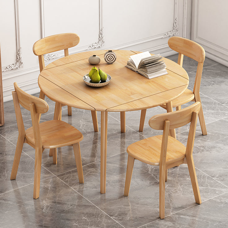 Table à manger ronde contemporaine table en bois massif en caoutchouc avec 4 jambes pour salle à manger
