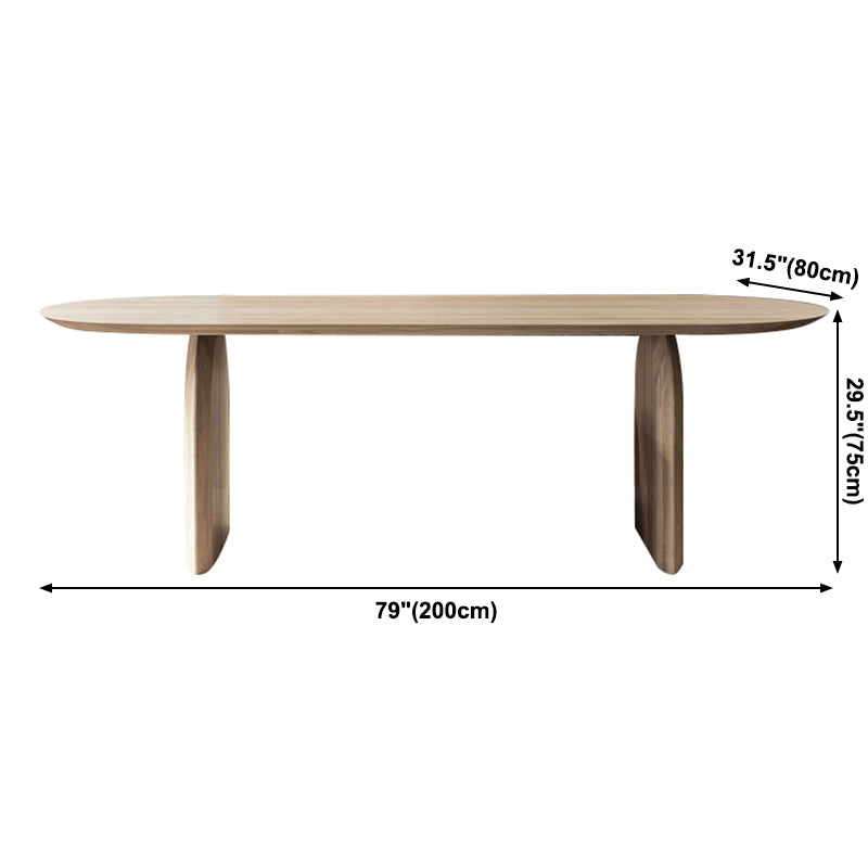 Oval Shape Double Pedestal Modern Dining Table Wood Color Fixed Table of Solid Wood