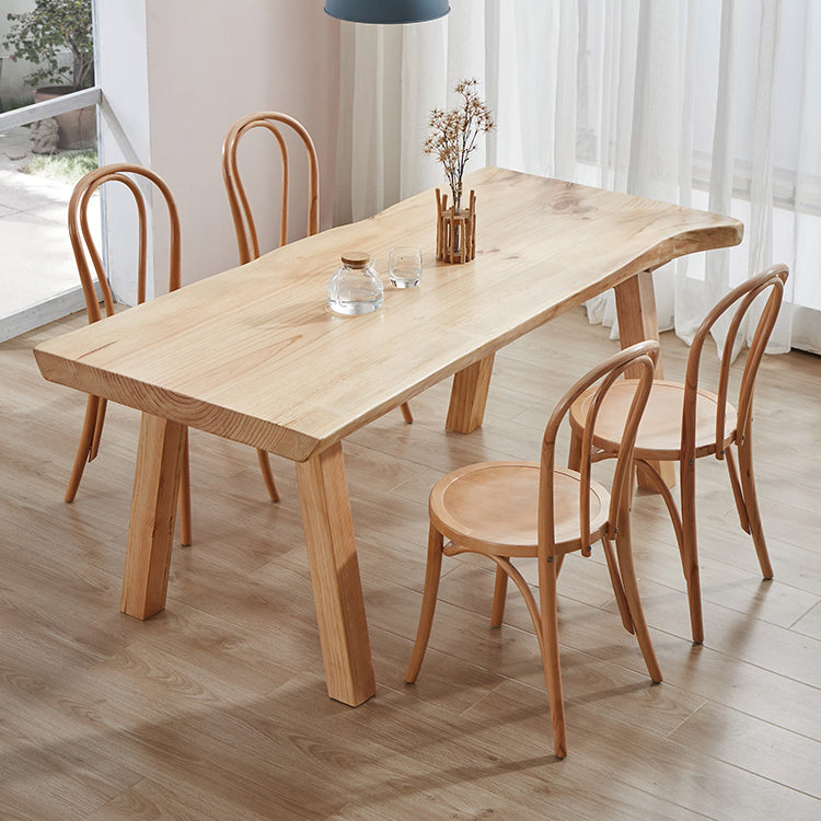 Solid Wood Rectangle Dining Table Modern Contemporary Pine Wood Table with 4 Legs