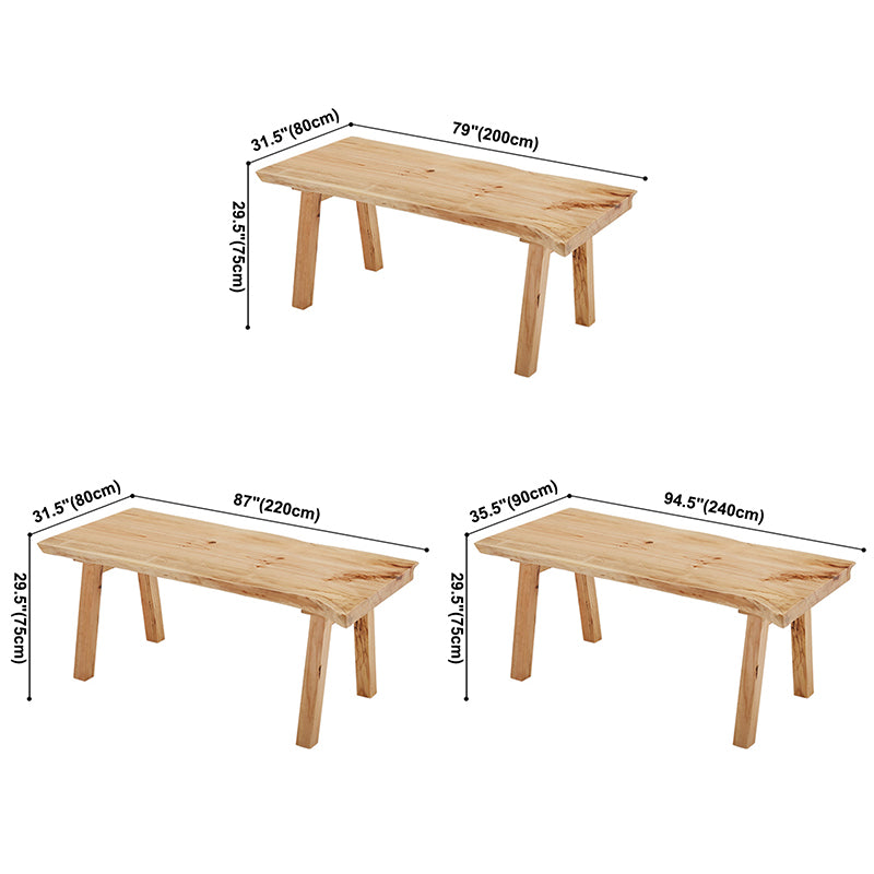 Solid Wood Rectangle Dining Table Modern Contemporary Pine Wood Table with 4 Legs