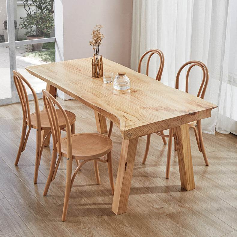 Solid Wood Rectangle Dining Table Modern Contemporary Pine Wood Table with 4 Legs