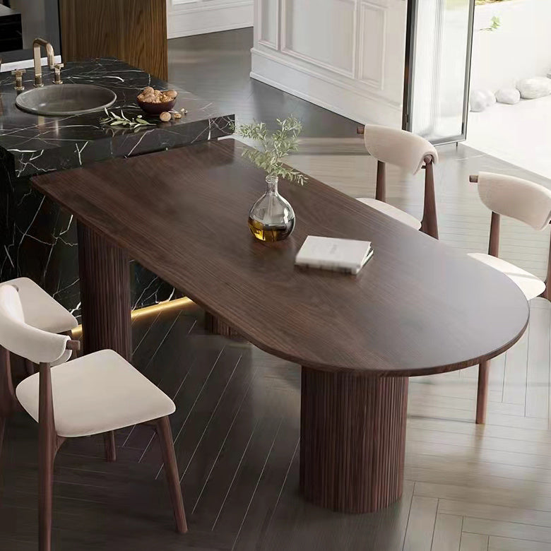 Contemporary Dining Table Solid Wood Table with 3 Legs for Home Kitchen Dinner