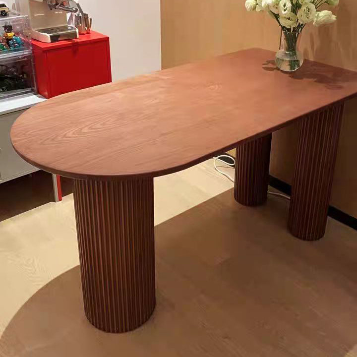 Contemporary Dining Table Solid Wood Table with 3 Legs for Home Kitchen Dinner