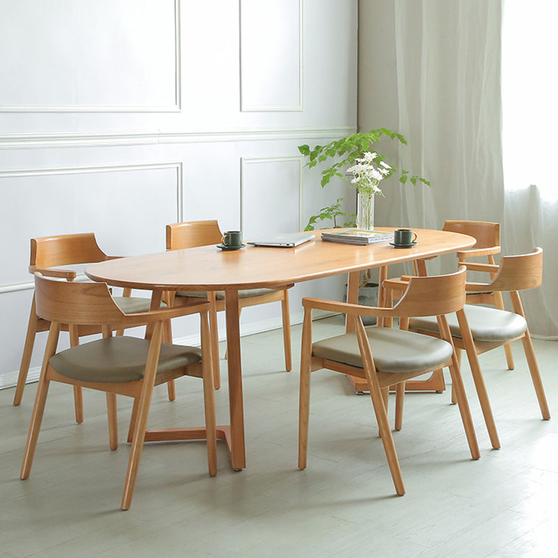 Tavolo da pranzo in tono marrone in legno massiccio semplicità tavolo doppio piedistallo per sala da pranzo