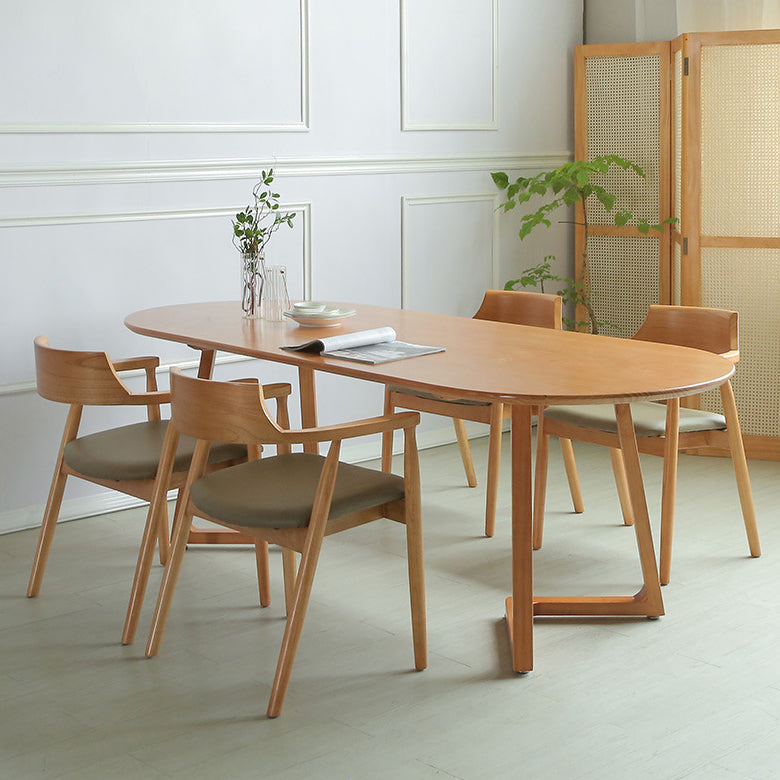 Tavolo da pranzo in tono marrone in legno massiccio semplicità tavolo doppio piedistallo per sala da pranzo