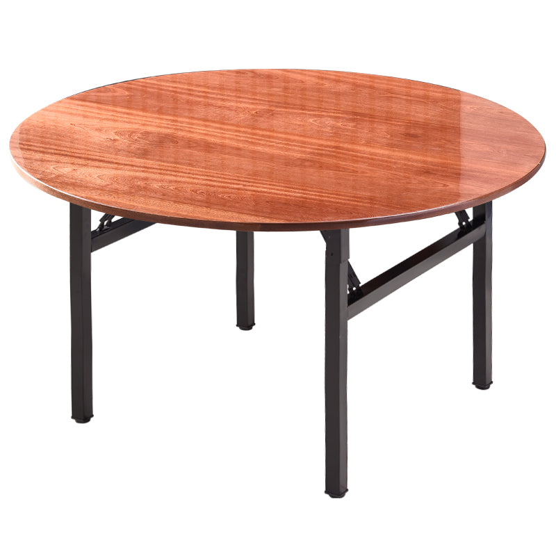 Simplicity Home Solid Wood Dining Table Round Shape Dining Table with Metallic Base