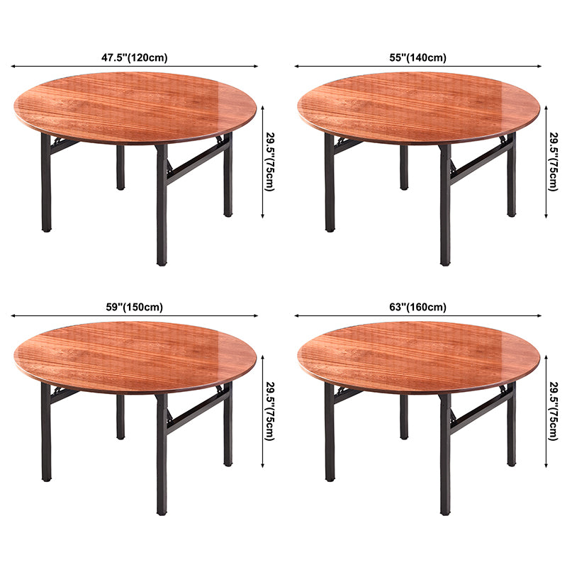 Simplicity Home Solid Wood Dining Table Round Shape Dining Table with Metallic Base