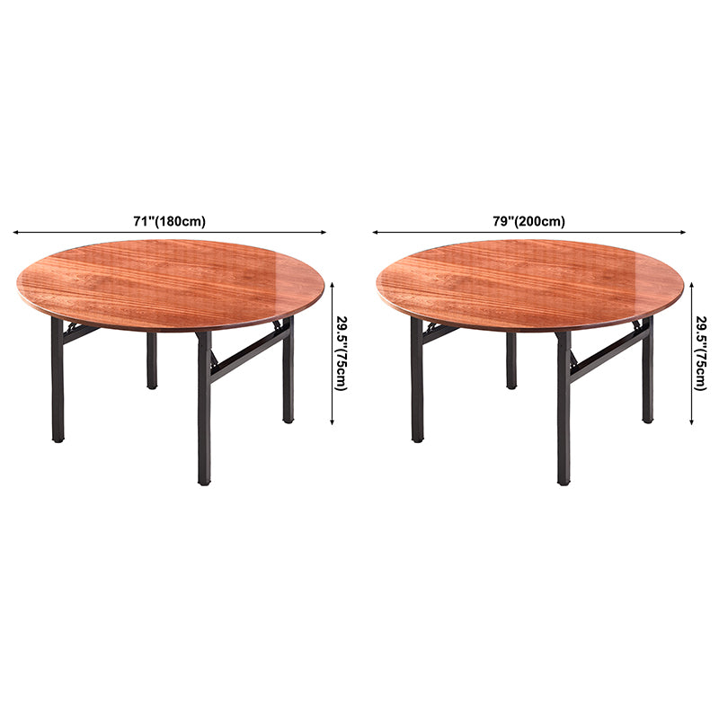 Simplicity Home Solid Wood Dining Table Round Shape Dining Table with Metallic Base