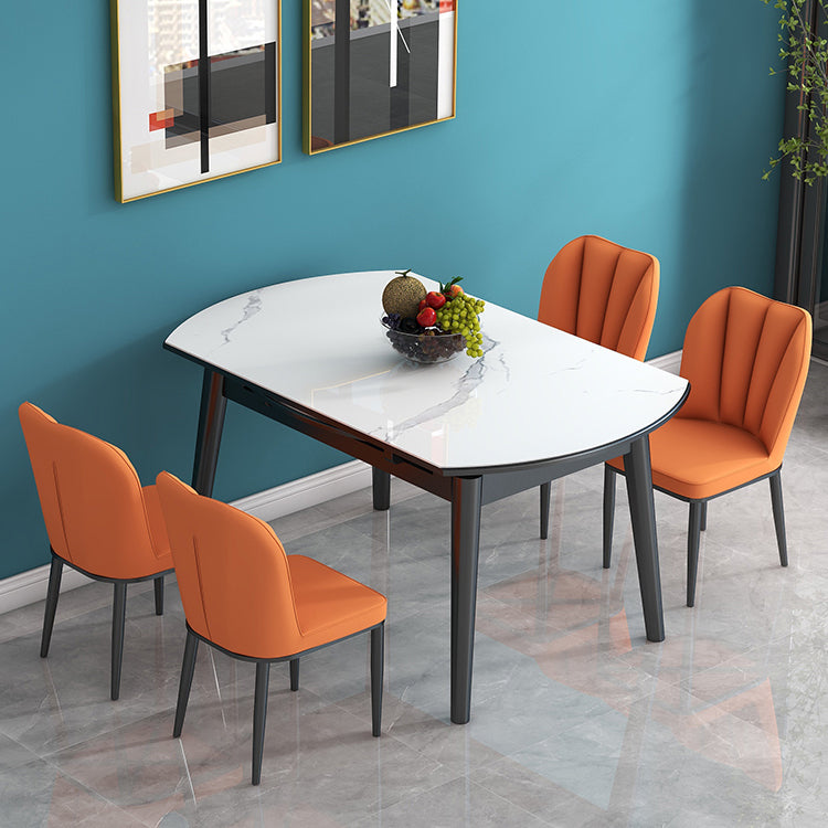 Tavolo da pranzo in pietra sinterizzato in stile moderno tavolo a goccia rotonda con base di legno