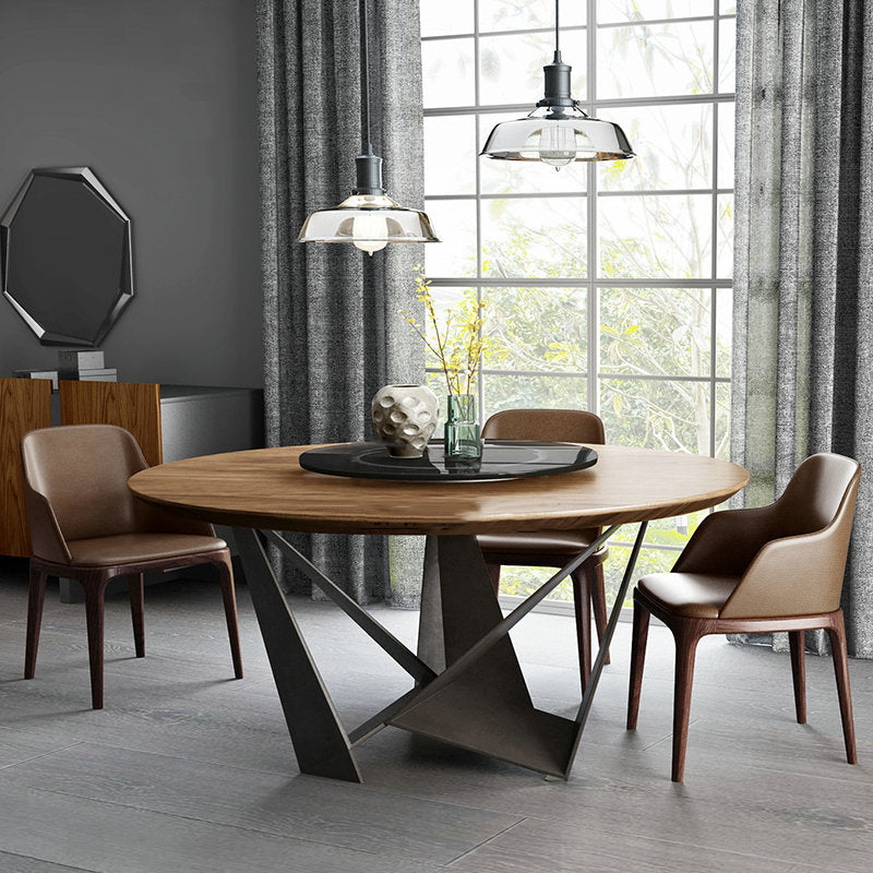 Contemporary Style Table Solid Wood Dining Table Round Shape Excluding Turntable