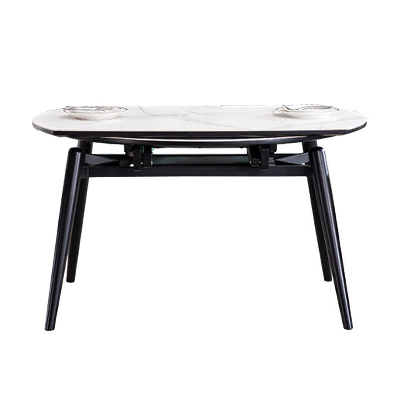 Mesa de comedor de piedra sinterizada de estilo moderno Mesa de hoja de caza redonda blanca con 4 patas