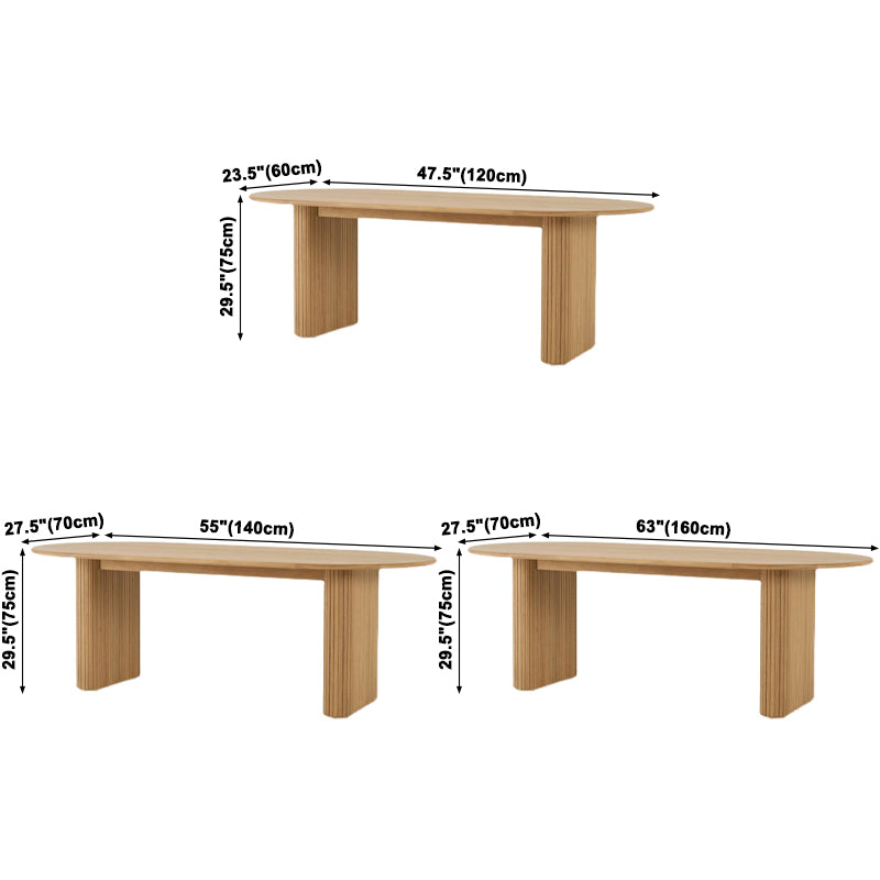 Solid Wood Contemporary Oval Dining Table Wood Top Table for Kitchen and Dining Room