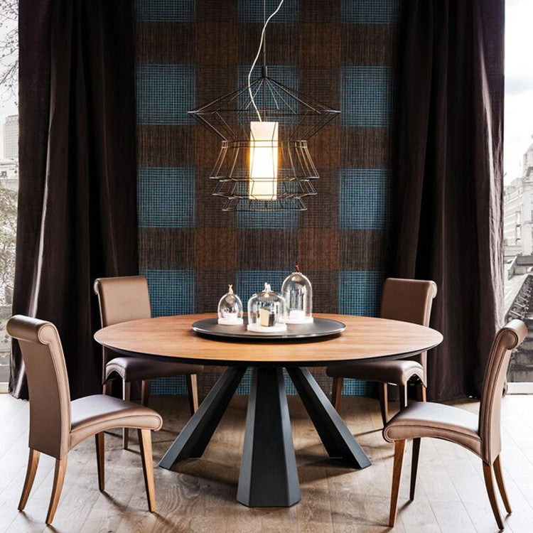 Round Tripod Dining Table with Pine Solid Wood (Lazy Susan Not Included)