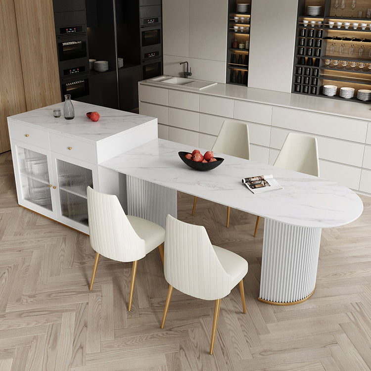 Metal Modern Free Form Indoor Table Sintered Stone Table for Kitchen and Dining Room