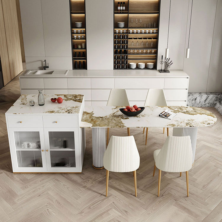 Metal Modern Free Form Indoor Table Sintered Stone Table for Kitchen and Dining Room