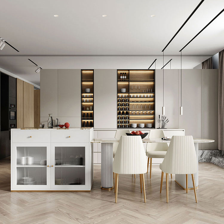 Metal Modern Free Form Indoor Table Sintered Stone Table for Kitchen and Dining Room