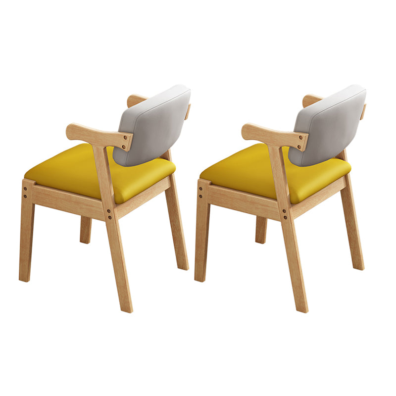 Scandinavian Style Wood Dining Side Chair Upholstered Open Back Dining Side Chair