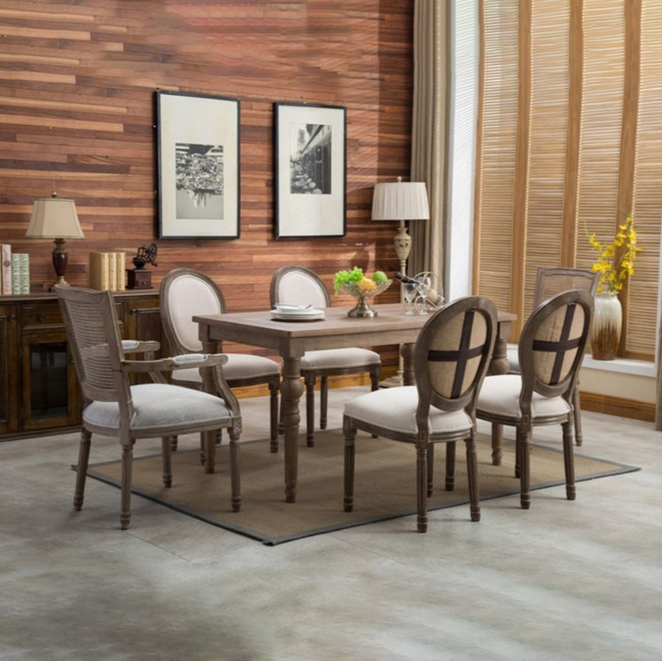 Farmhouse Dining Chair with Wood Legs King Louis Back Side Chair for Home Use