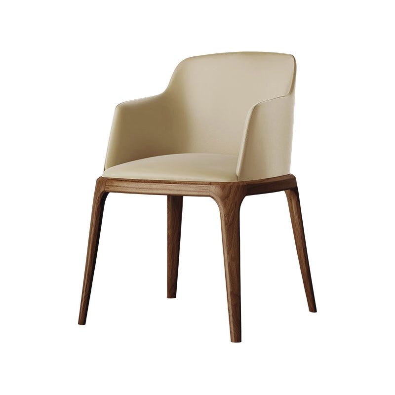 Chaise Parsons avec bras en cuir de style contemporain avec pieds en bois pour salle à manger