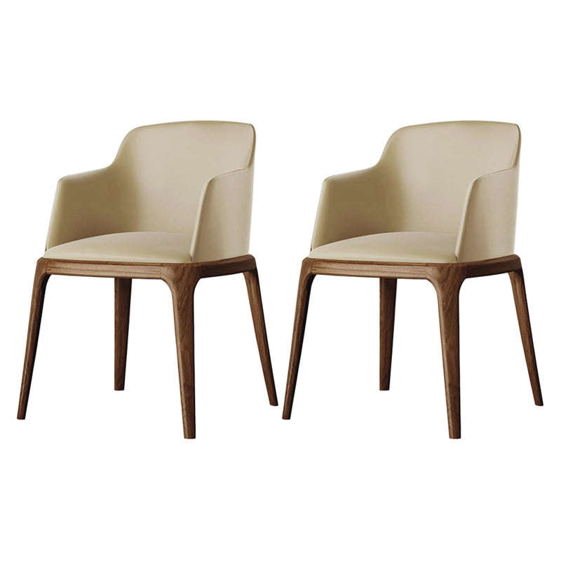 Chaise Parsons avec bras en cuir de style contemporain avec pieds en bois pour salle à manger