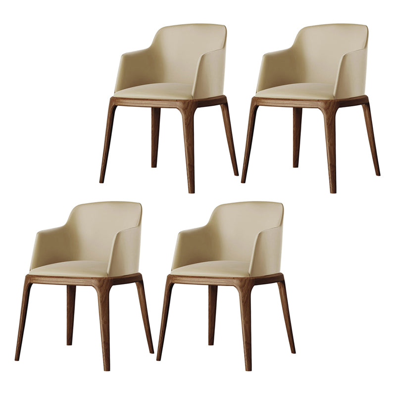 Chaise Parsons avec bras en cuir de style contemporain avec pieds en bois pour salle à manger