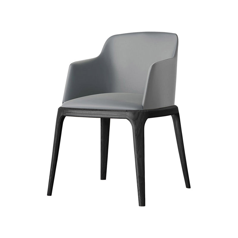 Chaise Parsons avec bras en cuir de style contemporain avec pieds en bois pour salle à manger