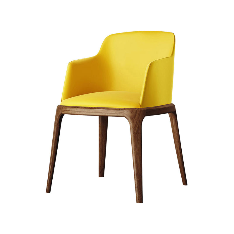 Chaise Parsons avec bras en cuir de style contemporain avec pieds en bois pour salle à manger