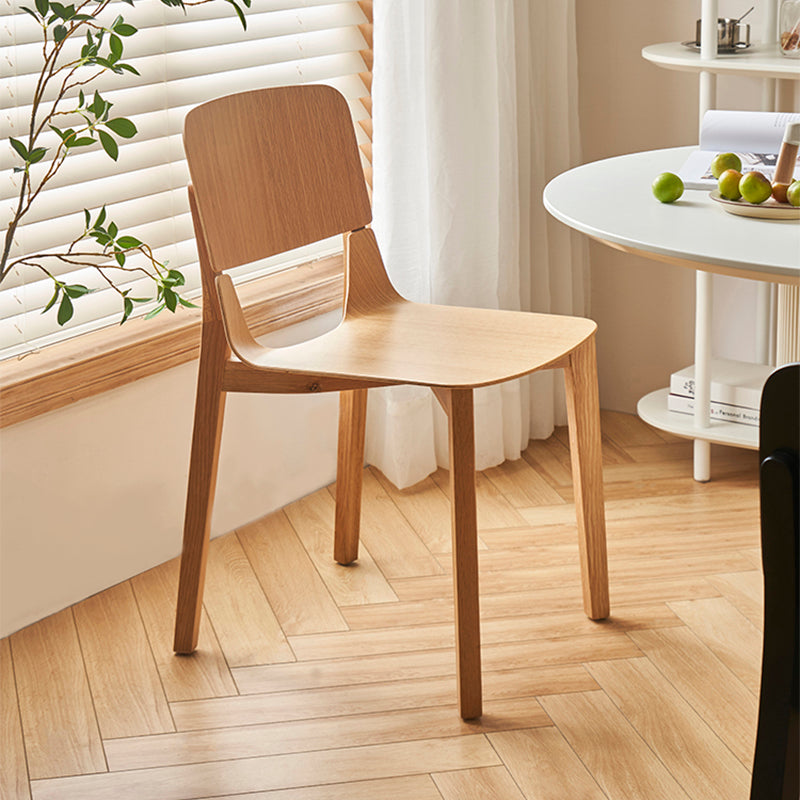 Nordic Style Solid Wood Dining Room Chair Armless Open Back Dining Side Chair for Home Use