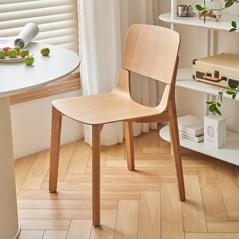Nordic Style Solid Wood Dining Room Chair Armless Open Back Dining Side Chair for Home Use